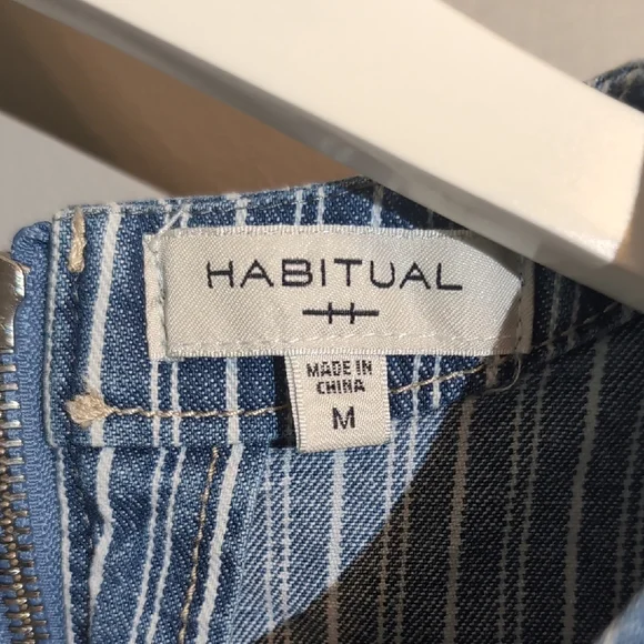 Habitual Blue and White Striped Denim Crop Top - Picture 2 of 5